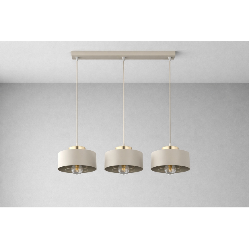 Brilagi - Závesný luster na lanku SPRING 3xE27/60W/230V béžová/zlatá