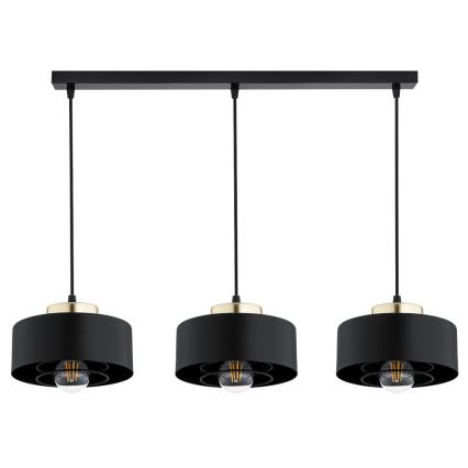 Brilagi - Závesný luster na lanku SPRING 3xE27/60W/230V čierna/zlatá