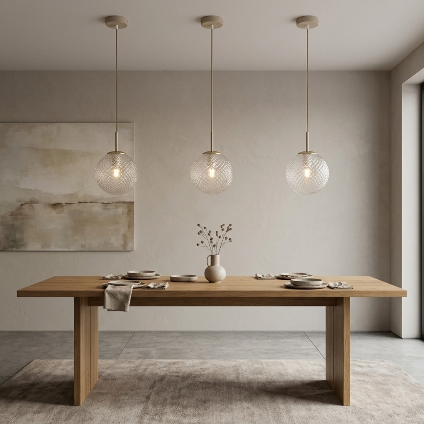 Brilagi - Závesný luster na lanku STELLA 1xE27/60W/230V pr. 15 cm béžová/zlatá