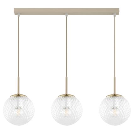 Brilagi - Závesný luster na lanku STELLA 3xE27/60W/230V béžová/zlatá