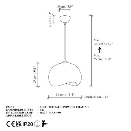 Brilagi - Závesný luster na lanku WABI SABI 1xE27/40W/230V pr. 34 cm biely