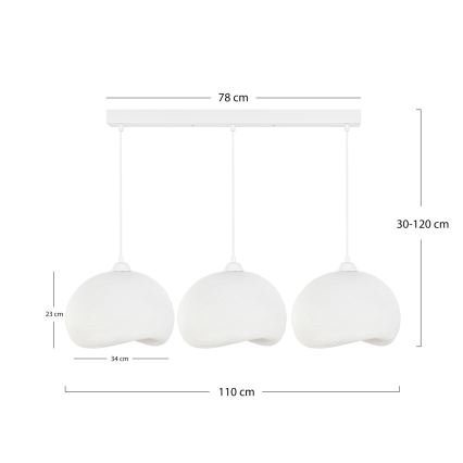 Brilagi - Závesný luster na lanku WABI SABI 3xE27/40W/230V biela