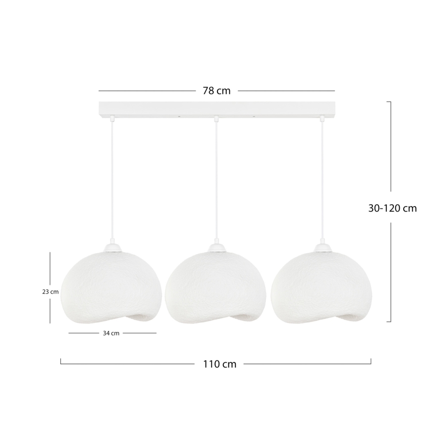 Brilagi - Závesný luster na lanku WABI SABI 3xE27/40W/230V biela