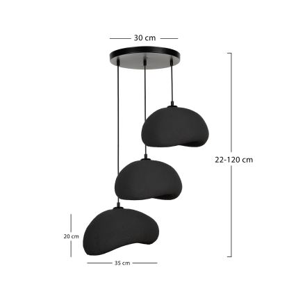 Brilagi - Závesný luster na lanku WABI SABI 3xE27/40W/230V priemer 60 cm čierna