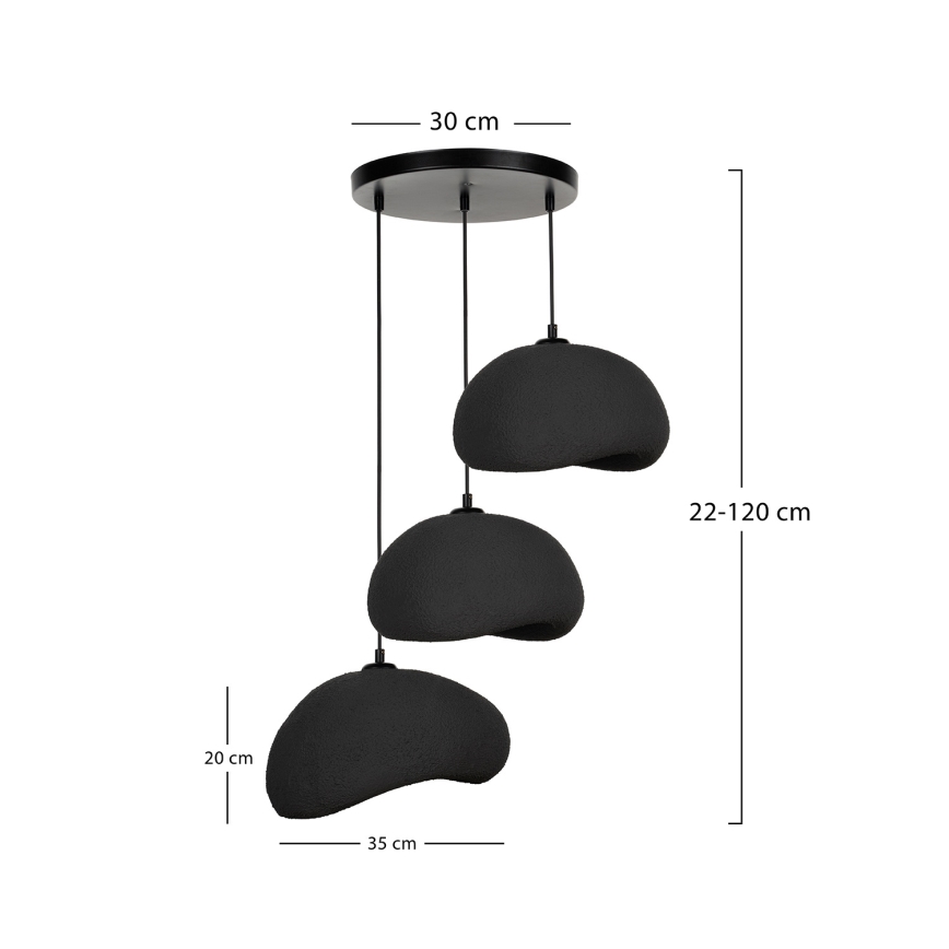 Brilagi - Závesný luster na lanku WABI SABI 3xE27/40W/230V priemer 60 cm čierna