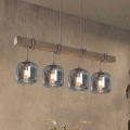BRILAGI - Závesný luster na lanku WOOD GLASS 4xE27/60W/230V borovica/šedá/dymová šedá