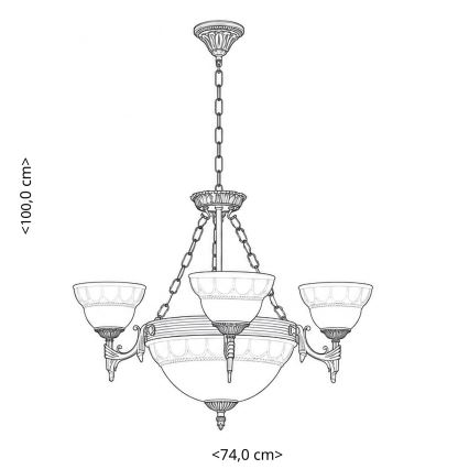 BRILAGI - Závesný luster na reťazi DAHLIA 6xE27/40W/230V pr. 74 cm mosadz