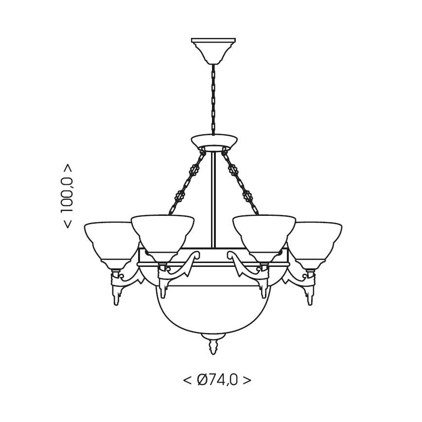 Brilagi - Závesný luster na reťazi DAHLIA 9xE27/40W/230V, priemer 74 cm, mosadz