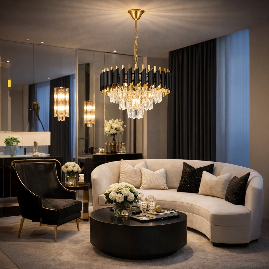 Brilagi - Závesný luster na reťazi ECLIPSE 5xE14/10W/230V priemer 38 cm čierna/zlatá