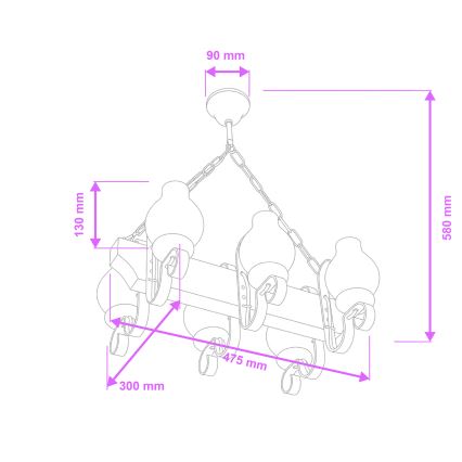 Brilagi - Závesný luster na reťazi QUEEN 6xE14/40W/230V buk/krémová