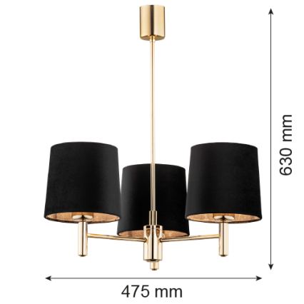 Brilagi - Závesný luster na tyči MONTE 3xE27/15W/230V čierna/zlatá