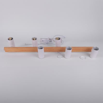 Brilagi - Závesný luster SELE 6xGU10/30W/230V biela/dubový dekor