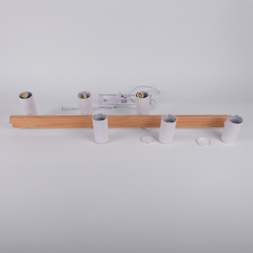 Brilagi - Závesný luster SELE 6xGU10/30W/230V biela/dubový dekor