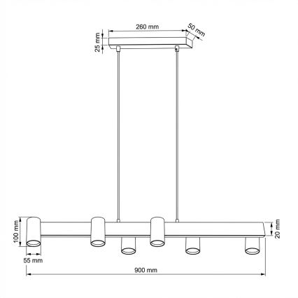 Brilagi - Závesný luster SELE 6xGU10/30W/230V biela/dubový dekor