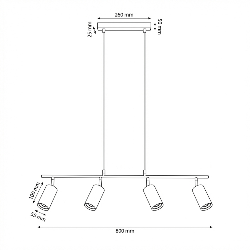 Brilagi - Závesný luster SELE na lanku 4xGU10/30W/230V čierny