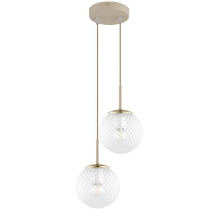 Brilagi - Závesný luster STELLA na lanku 2xE27/60W/230V béžová/zlatá