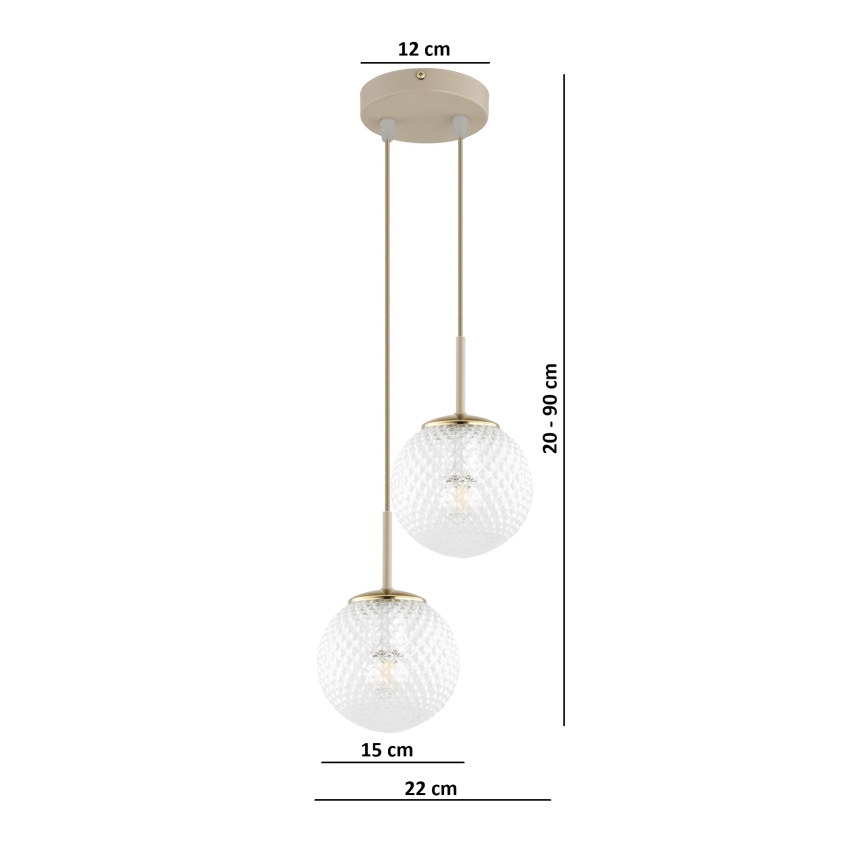 Brilagi - Závesný luster STELLA na lanku 2xE27/60W/230V béžová/zlatá