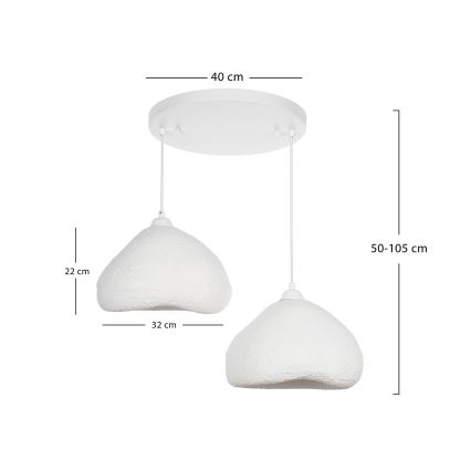 Brilagi - Závesný luster WABI SABI na lankách, 2xE27/40W/230V, priemer 45 cm, biela