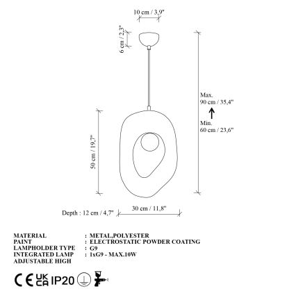 Brilagi - Závesný luster WABI SABI na lanku 1xG9/8W/230V, biely