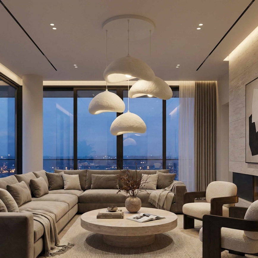 Brilagi - Závesný luster WABI SABI na lanku 4xE27/40W/230V pr. 90 cm, biely