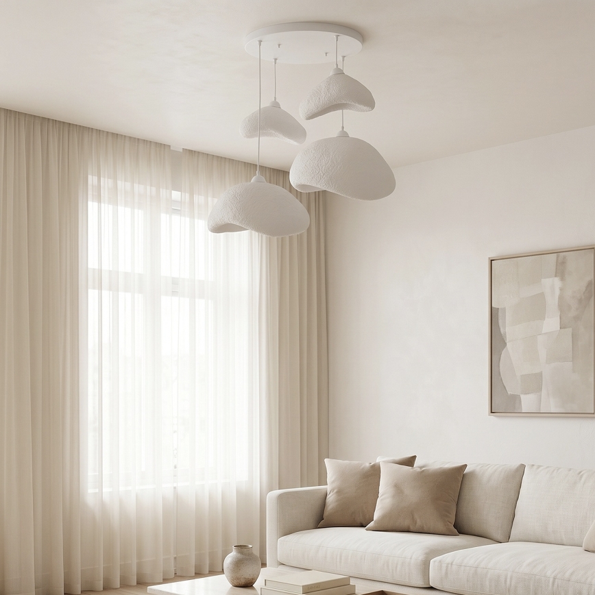 Brilagi - Závesný luster WABI SABI na lanku 4xE27/40W/230V pr. 90 cm, biely