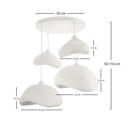 Brilagi - Závesný luster WABI SABI na lanku 4xE27/40W/230V pr. 90 cm, biely