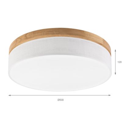 Бриллагі - LED стельове світло BELLADONNA LED/36W/230V діаметр 50 см біле/дуб