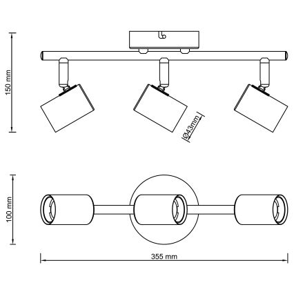 Brilliant - Bodové svietidlo KERRY 3xE27/40W/230V čierna/mosadz