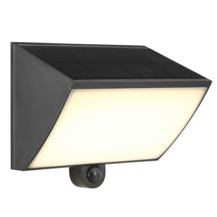Brilliant - LED solárne nástenné svietidlo so senzorom SIERRA LED/6W/3,7V 2700/4000/6500K 2000 mAh IP54 čierna