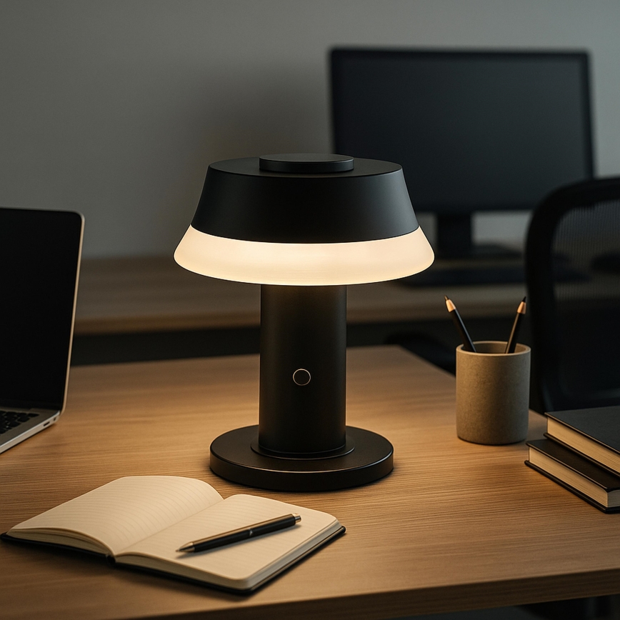 Brilliant - LED Stmievateľná nabíjacia dotyková stolová lampa KINICH LED/2,5W/5V 2700K 2600 mAh čierna
