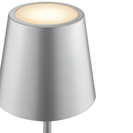 Brilliant - LED Stmievateľná nabíjacia dotyková vonkajšia stolová lampa ELORA LED/2,5W/5V 2700K 2600 mAh IP44 strieborná