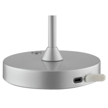 Brilliant - LED Stmievateľná nabíjacia dotyková vonkajšia stolová lampa ELORA LED/2,5W/5V 2700K 2600 mAh IP44 strieborná
