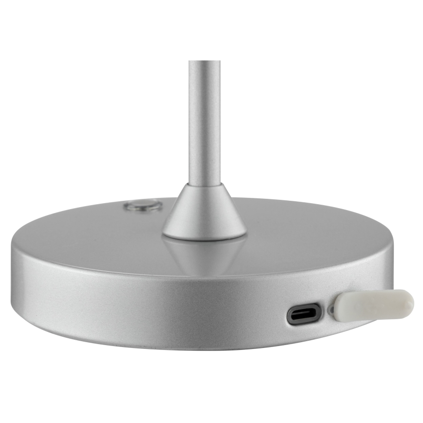 Brilliant - LED Stmievateľná nabíjacia dotyková vonkajšia stolová lampa ELORA LED/2,5W/5V 2700K 2600 mAh IP44 strieborná