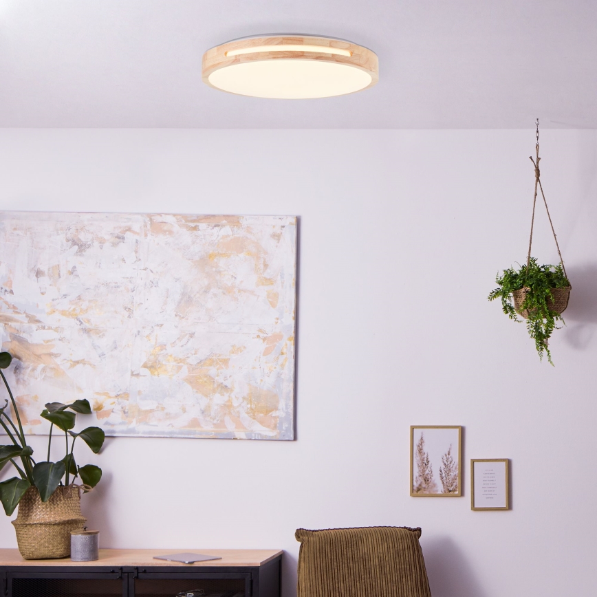 Brilliant - LED Stmievateľné stropné svietidlo WOODBURY LED/24W/230V pr. 39 cm gumovník - FSC certifikované