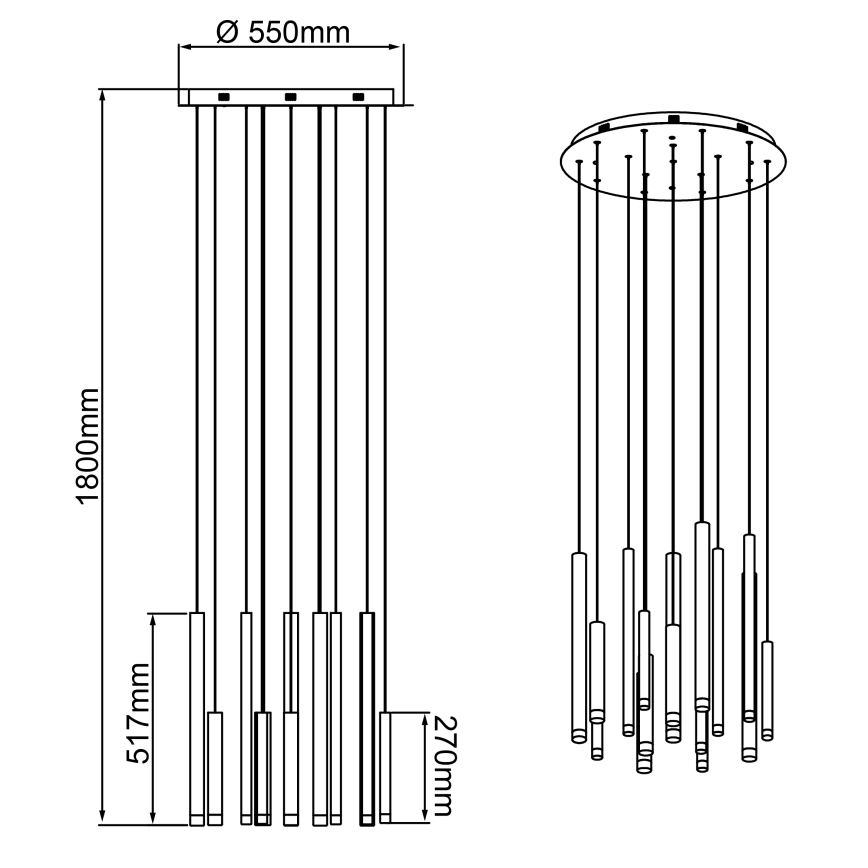 Brilliant - LED Stmievateľný luster na lanku CEMBALO LED/70W/230V matný chróm/čierna/hnedá