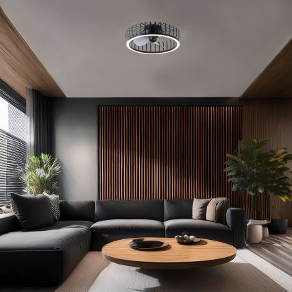 Brilliant - LED stmievateľné stropné svietidlo s ventilátorom CAPO LED/36W/230V 2700–6500K priemer 48 cm čierna + diaľkové ovládanie