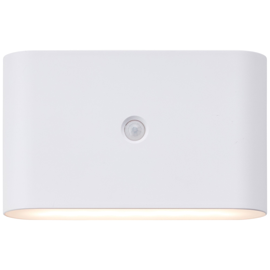 Brilliant - LED Vonkajšie nabíjacie nástenné svietidlo so senzorom XINO LED/3W/5V 3600 mAh IP44 biela