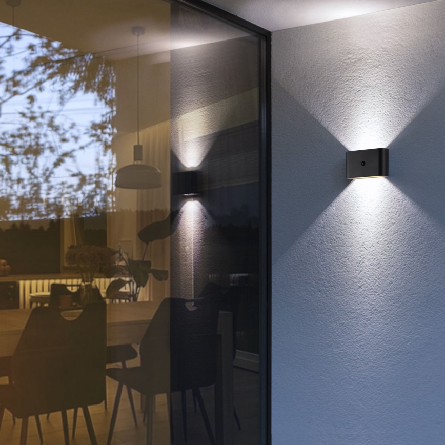 Brilliant - LED Vonkajšie nabíjacie nástenné svietidlo so senzorom XINO LED/3W/5V 3600 mAh IP44 čierna
