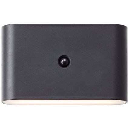Brilliant - LED Vonkajšie nabíjacie nástenné svietidlo so senzorom XINO LED/3W/5V 3600 mAh IP44 čierna