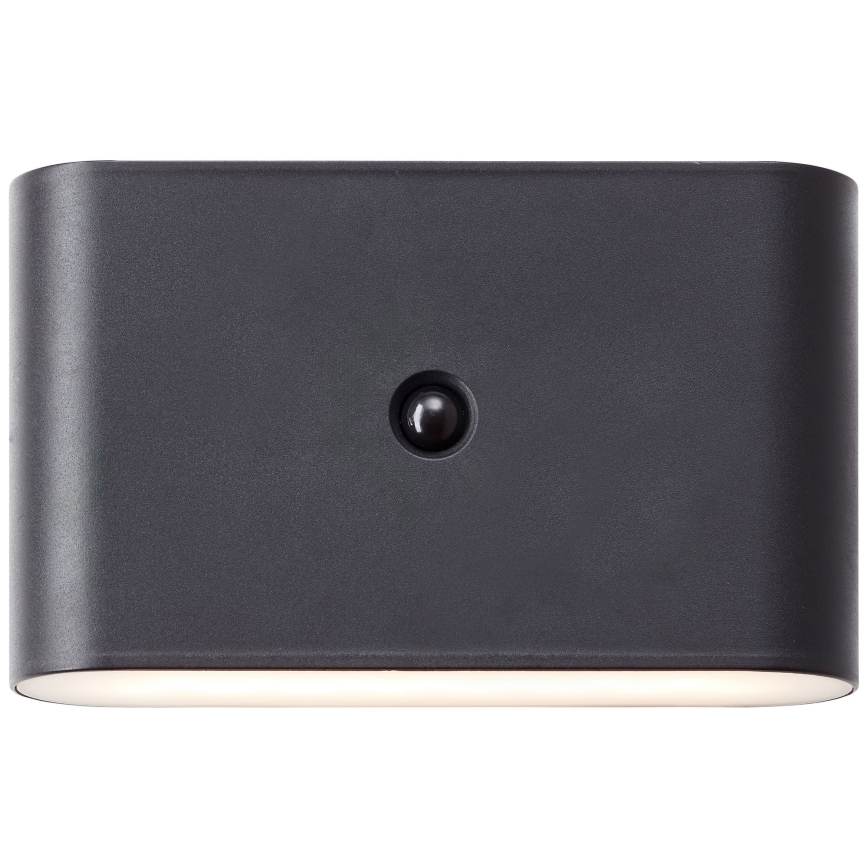 Brilliant - LED Vonkajšie nabíjacie nástenné svietidlo so senzorom XINO LED/3W/5V 3600 mAh IP44 čierna