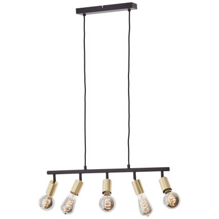 Brilliant - Luster na lanku 5xE27/28W/230V čierna/mosadz