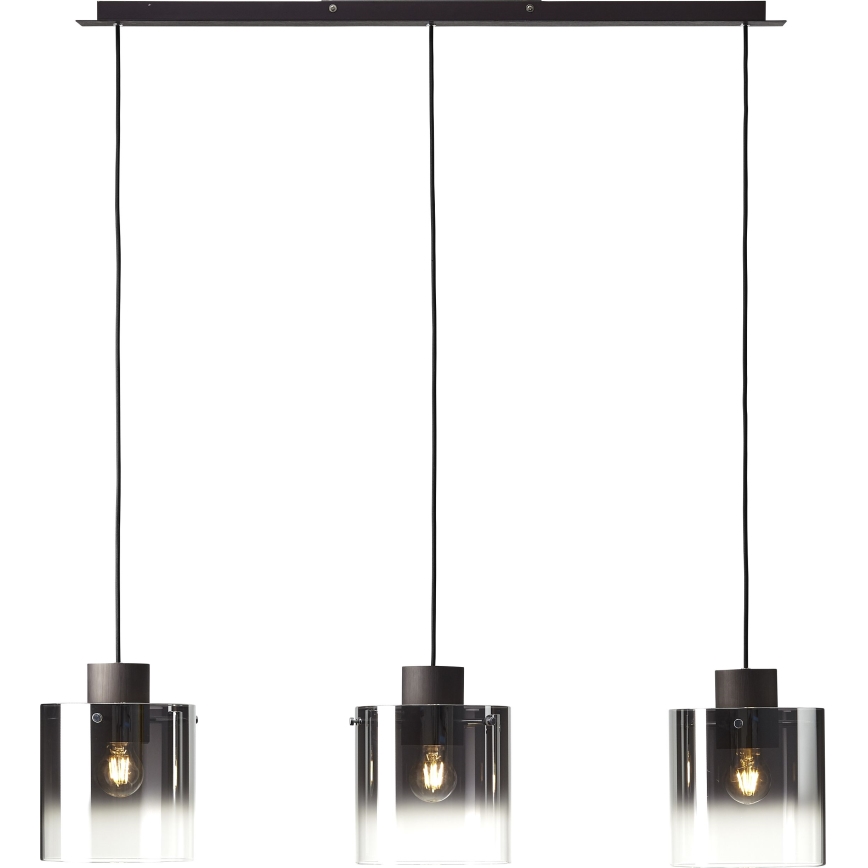 Brilliant - Luster na lanku BETH 3xE27/60W/230V čierna/dymová