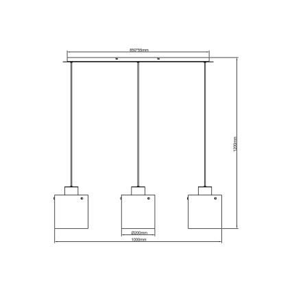 Brilliant - Luster na lanku BETH 3xE27/60W/230V čierna/dymová