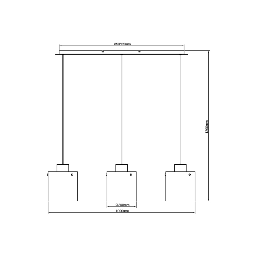 Brilliant - Luster na lanku BETH 3xE27/60W/230V čierna/dymová