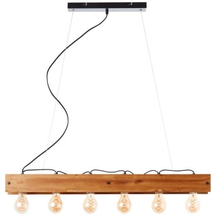 Brilliant - Luster na lanku CALANDRA 6xE27/42W/230V borovica