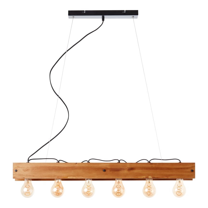 Brilliant - Luster na lanku CALANDRA 6xE27/42W/230V borovica