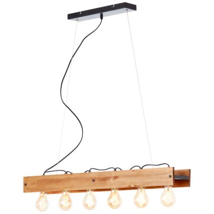 Brilliant - Luster na lanku CALANDRA 6xE27/42W/230V borovica