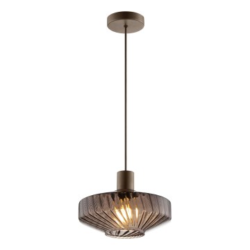 Brilliant - Luster na lanku LYN 1xE27/20W/230V priemer 28 cm hnedá/dymovo-hnedá
