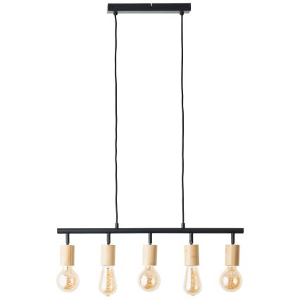 Brilliant - Luster na lanku TIFFANY 5xE27/28W/230V čierna/bambus