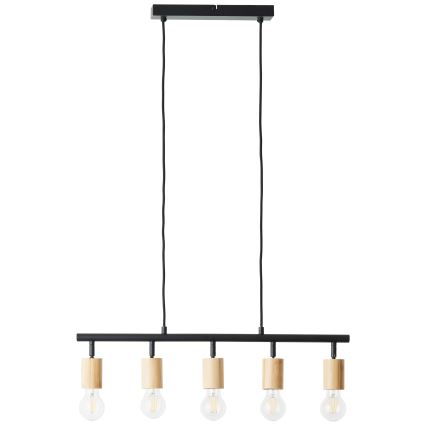 Brilliant - Luster na lanku TIFFANY 5xE27/28W/230V čierna/bambus